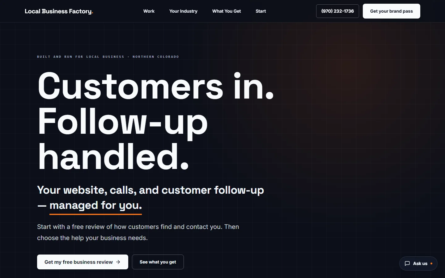 Local Business Factory: public website