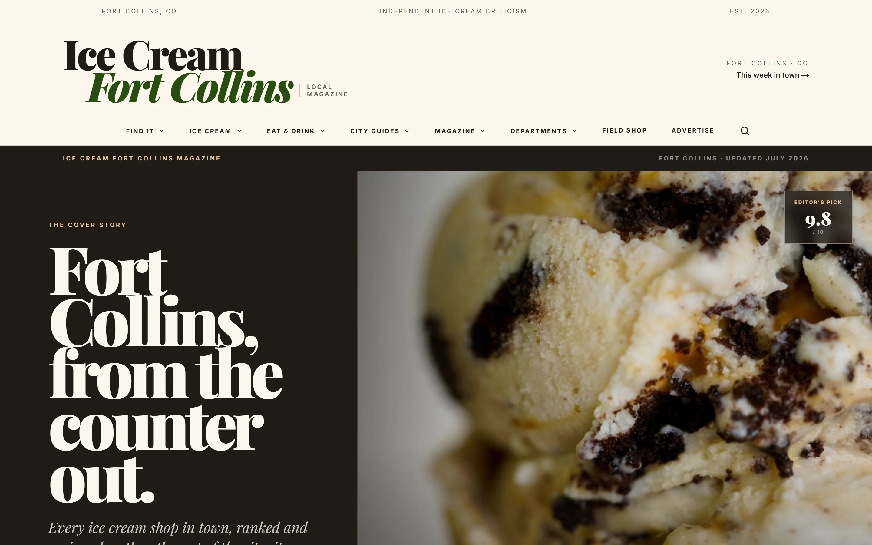 Ice Cream Fort Collins: public website