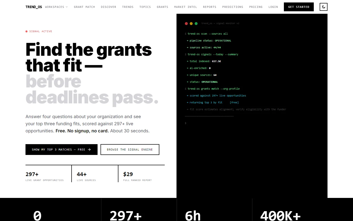 TrendOS: public website